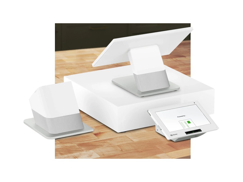 Clover Station Duo POS with customer-facing display, printer and cash drawer