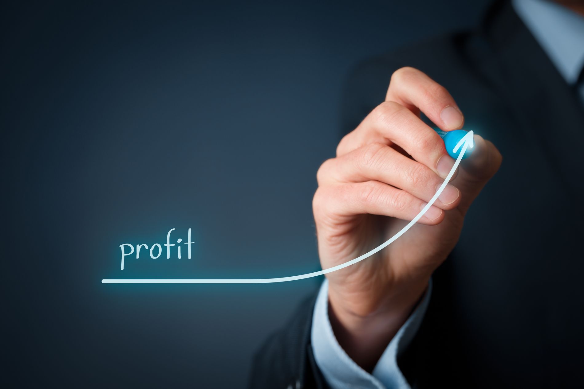 Concept image of a rising business growth line